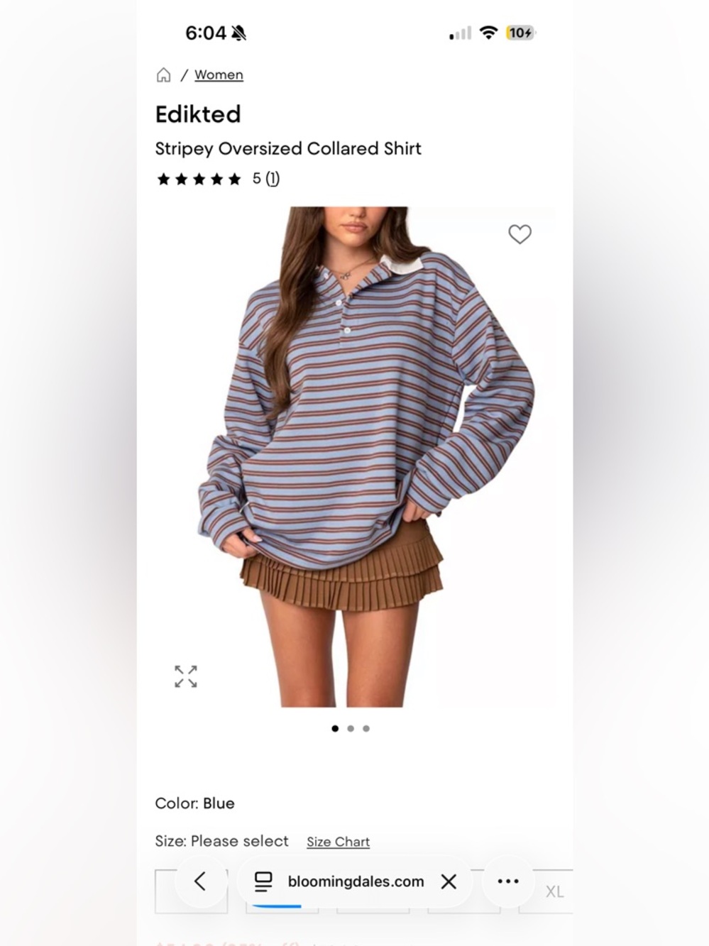 Edikted Relaxed Stripe Polo - Blue & Brown
